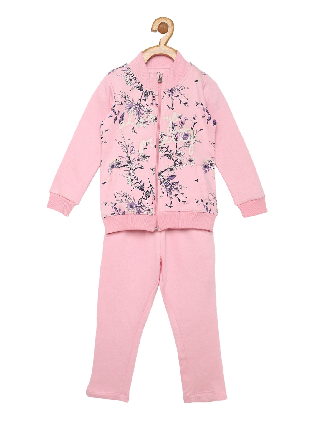 

Sweet Dreams Girls Grey & Pink Printed Tracksuit