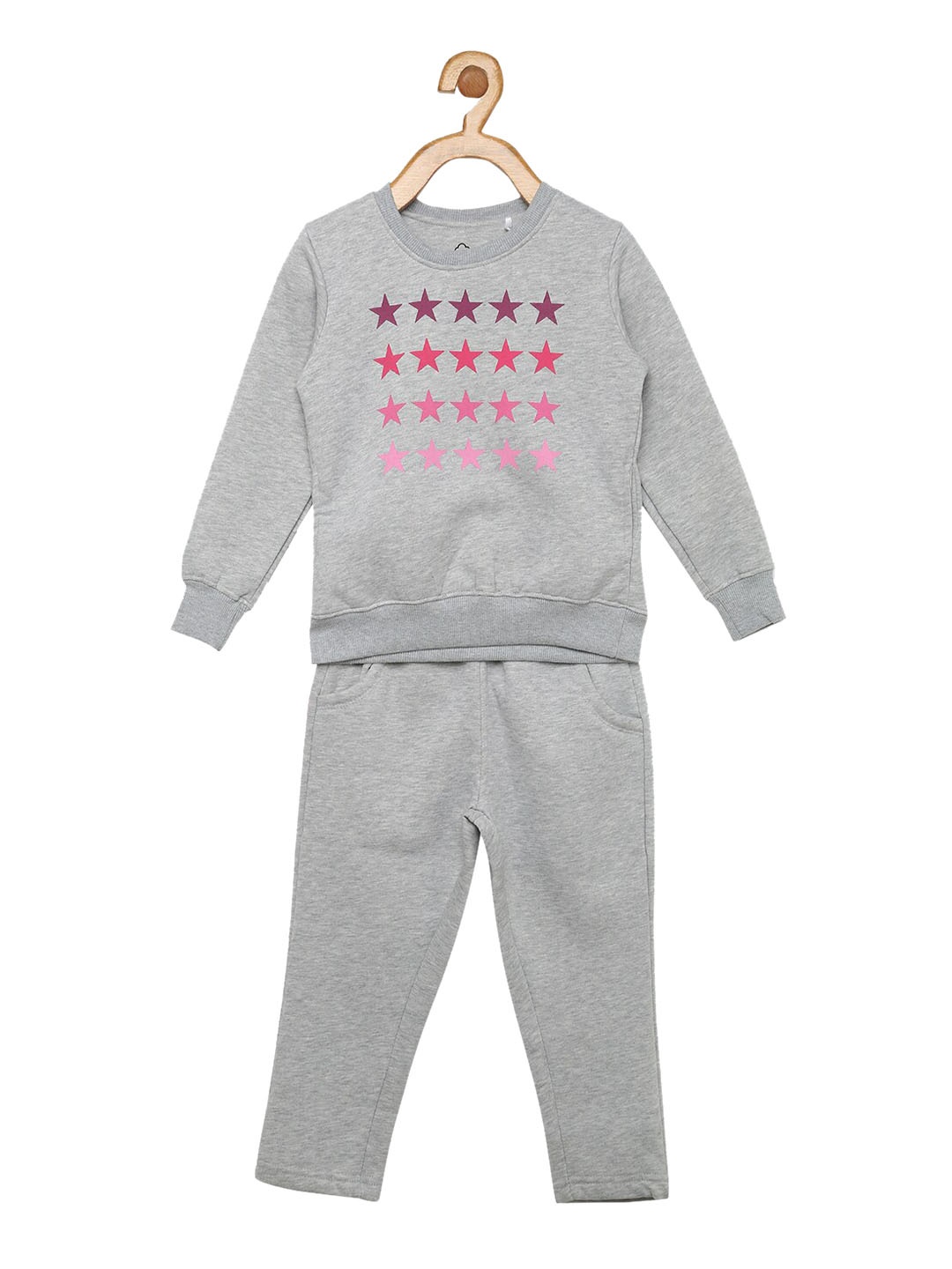 

Sweet Dreams Girls Grey & Pink Printed Tracksuit