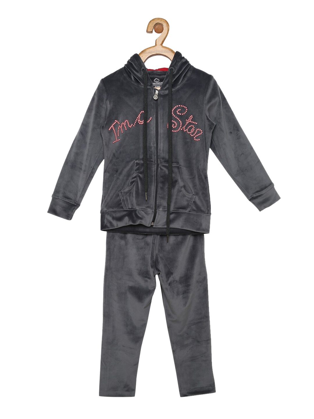 

Sweet Dreams Girls Charcoal Grey Embellished Tracksuit