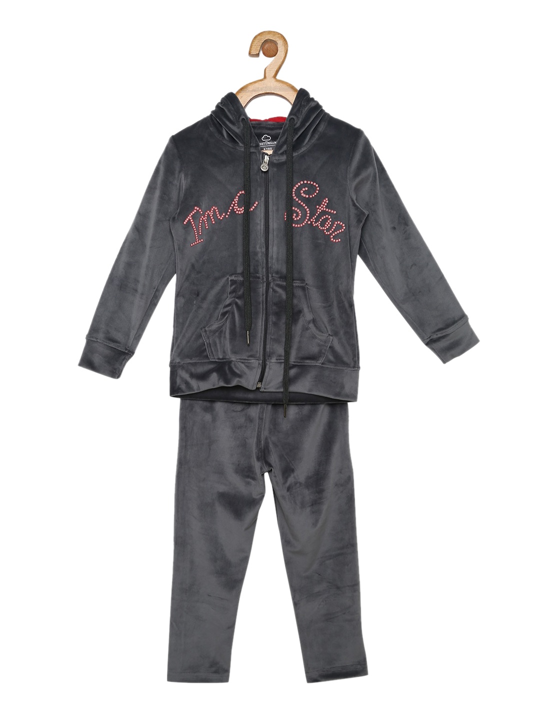

Sweet Dreams Girls Grey Solid Tracksuit