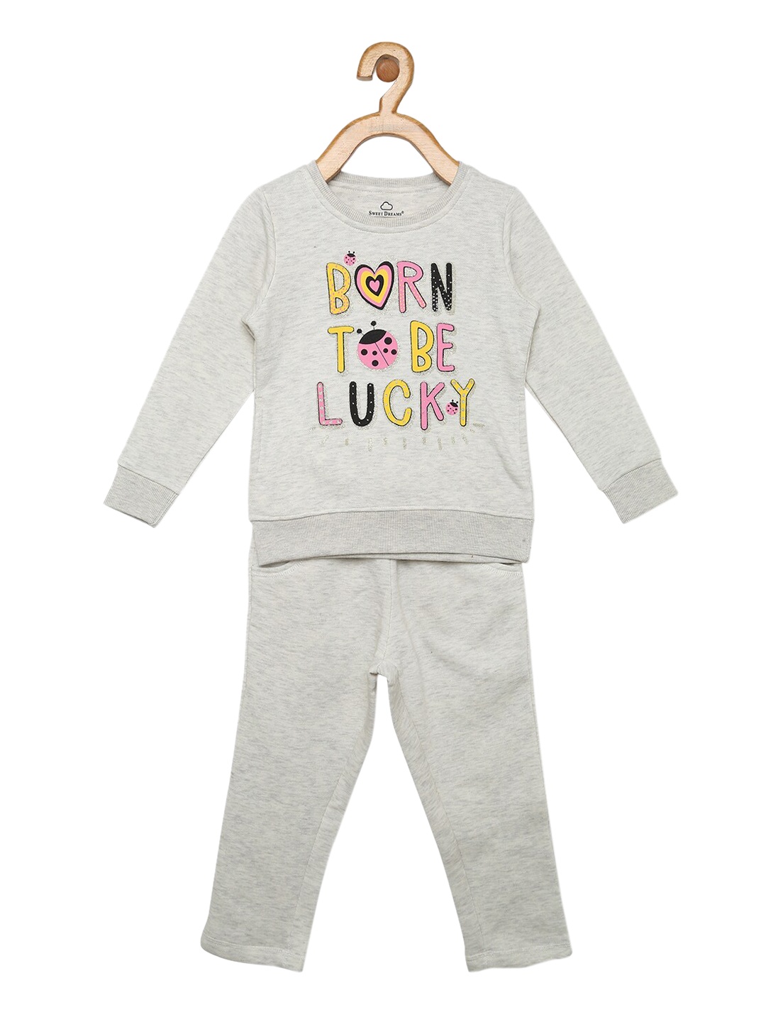 

Sweet Dreams Girls Girls Grey & Pink Printed Tracksuit