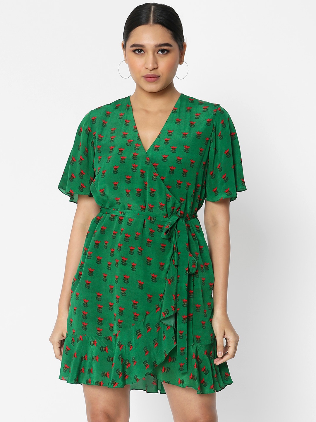 

Masaba Green Floral Crepe Dress