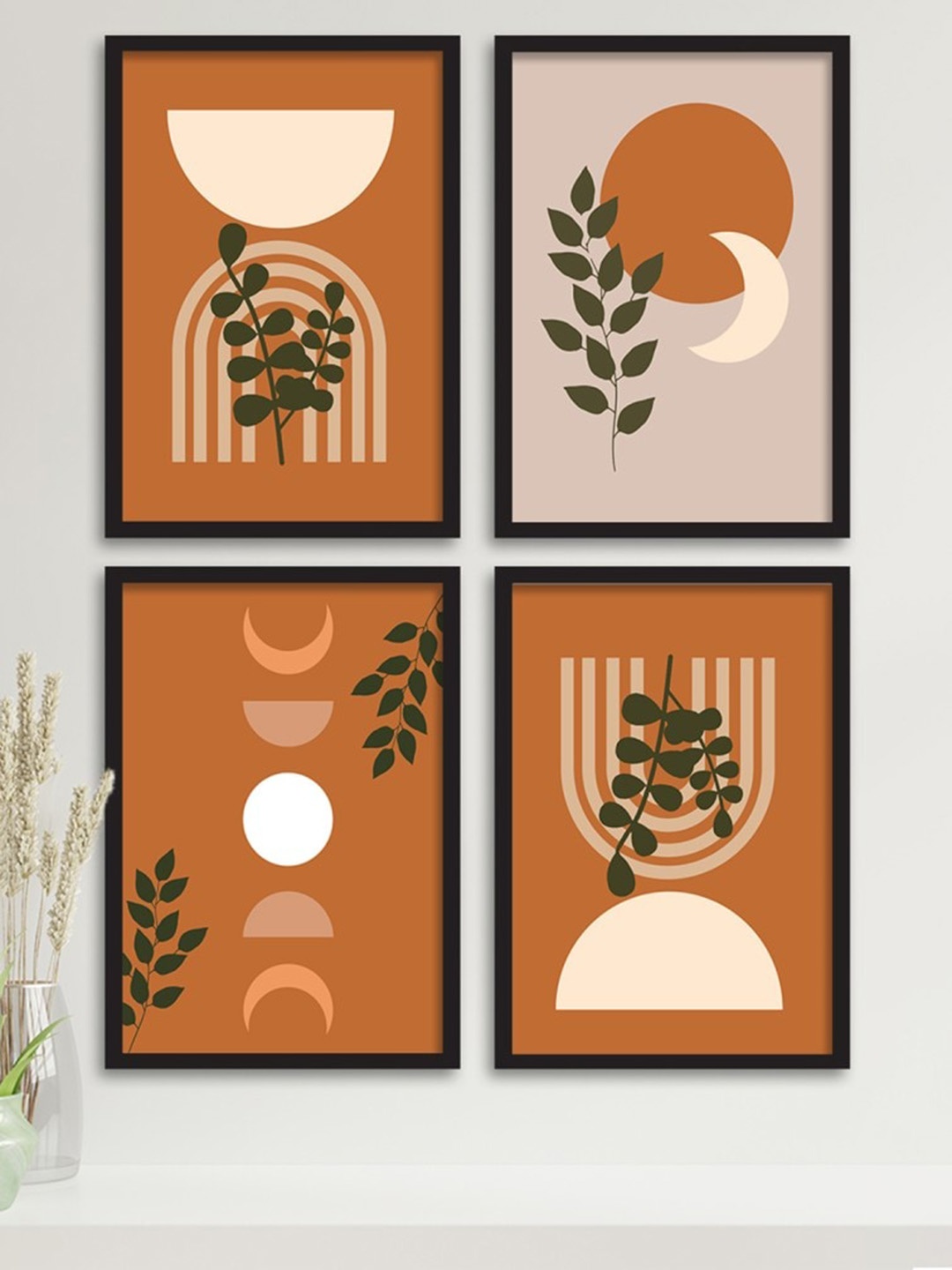 

Art Street Set Of 4 Brown & Black Framed Wall Arts