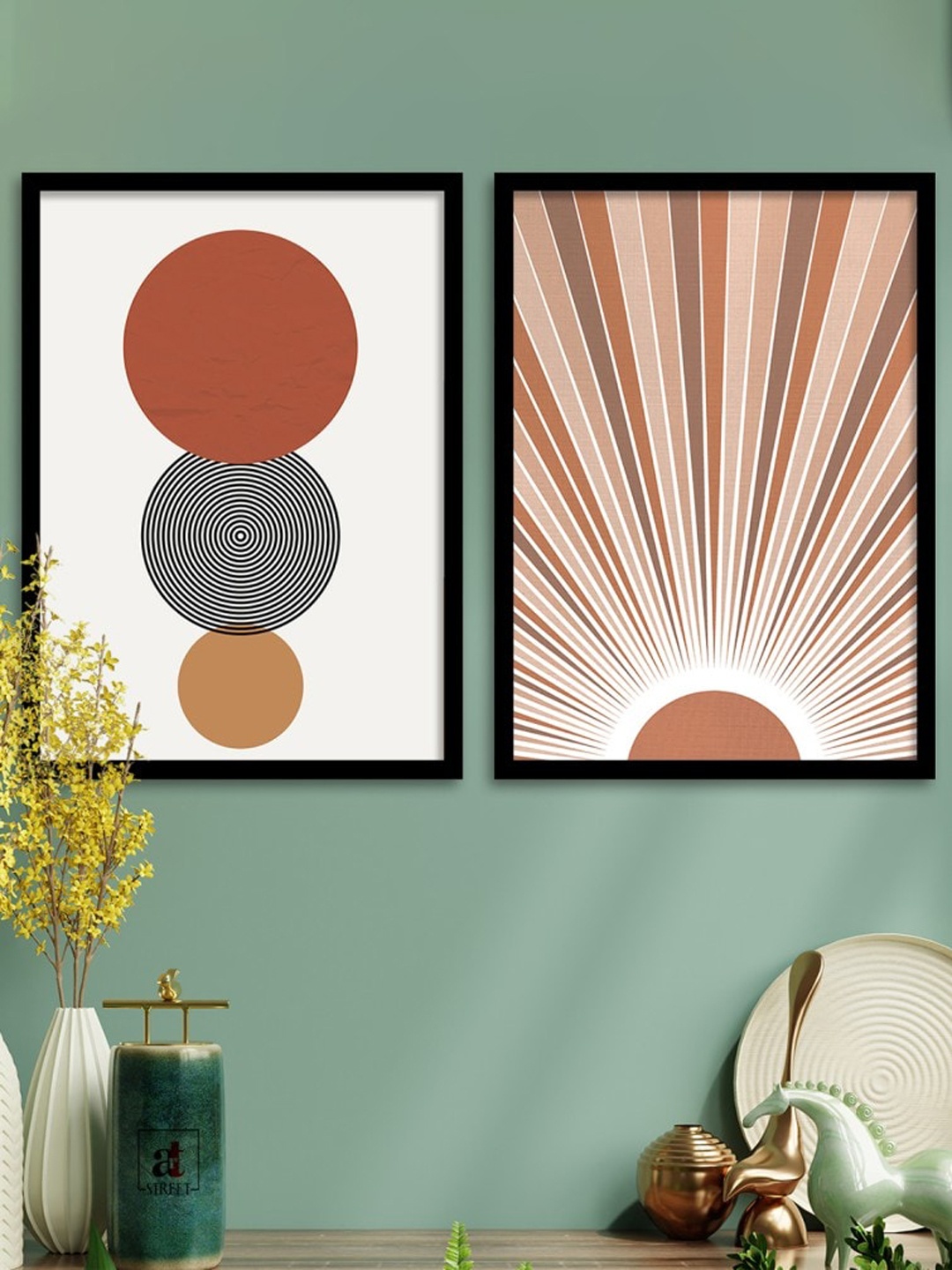 Art Street Set Of 2 Brown & White Framed Wall Arts