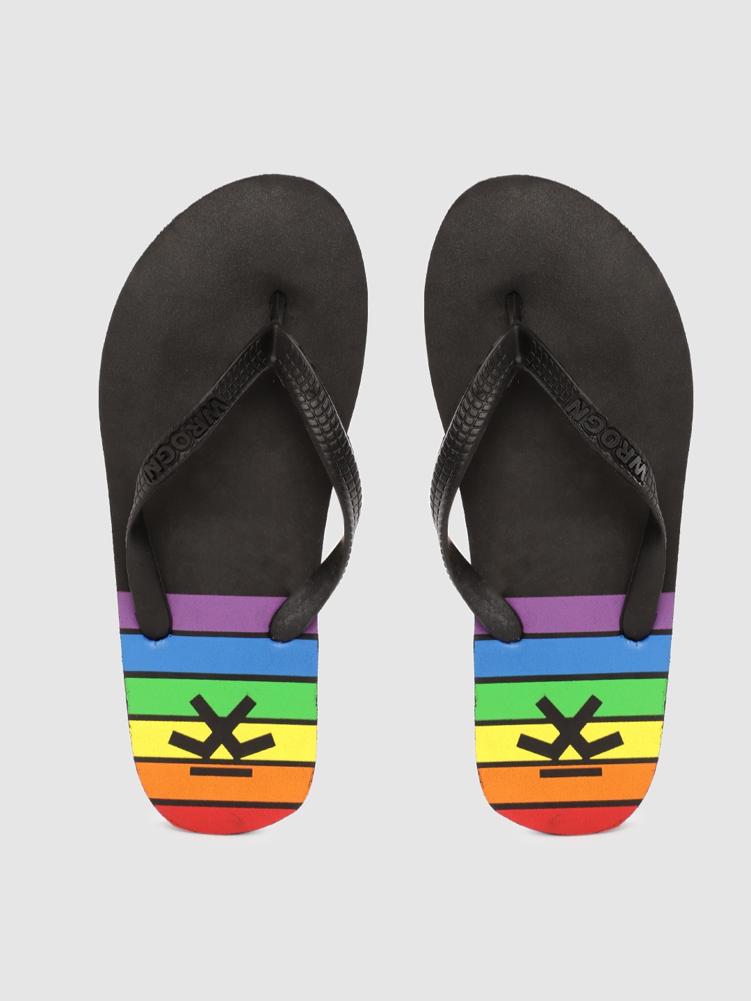 

WROGN Men Black Striped Thong Flip-Flops