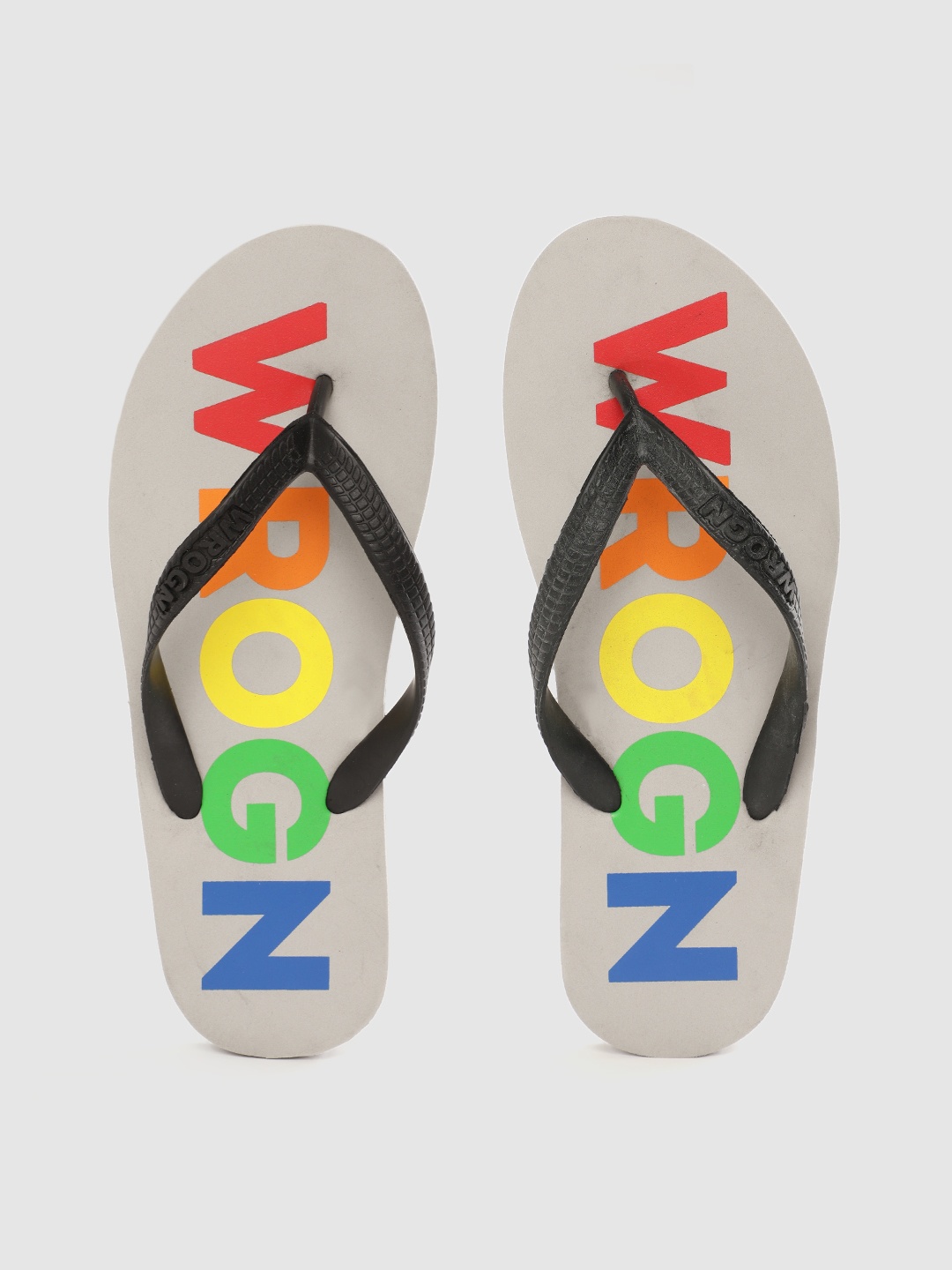 

WROGN Men Multicoloured Brand Logo Printed Thong Flip-Flops, Multi