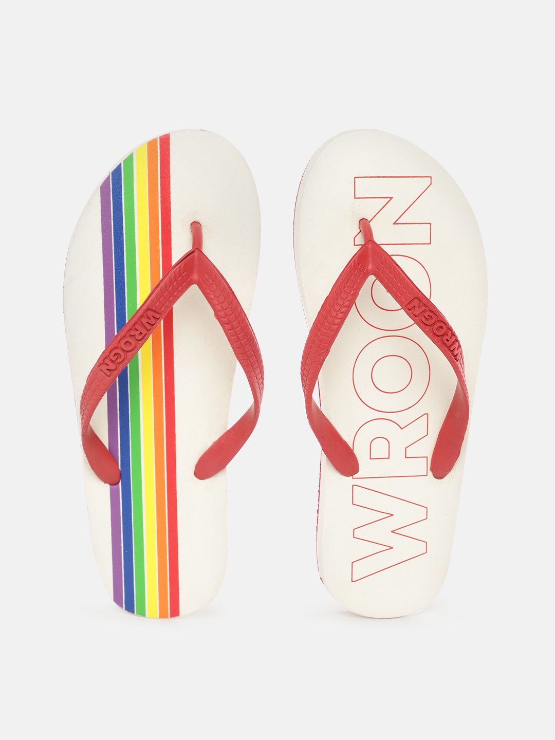 

WROGN Men Red & White Printed Thong Flip-Flops