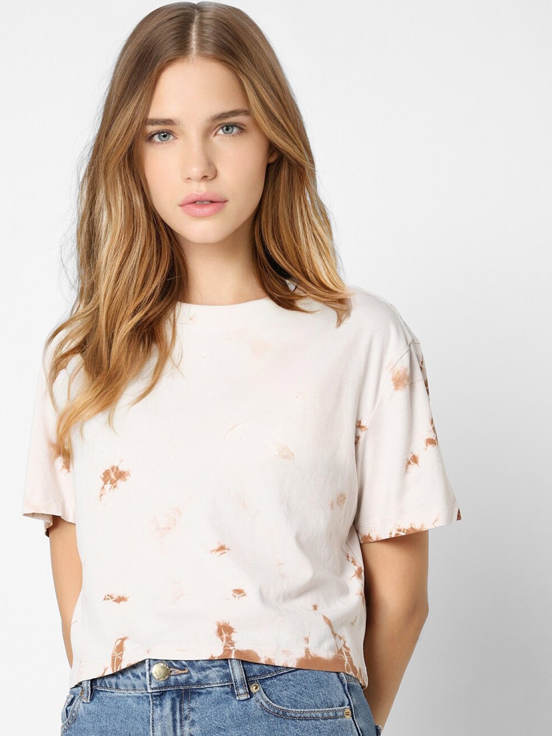 

ONLY Women Beige Pockets T-shirt
