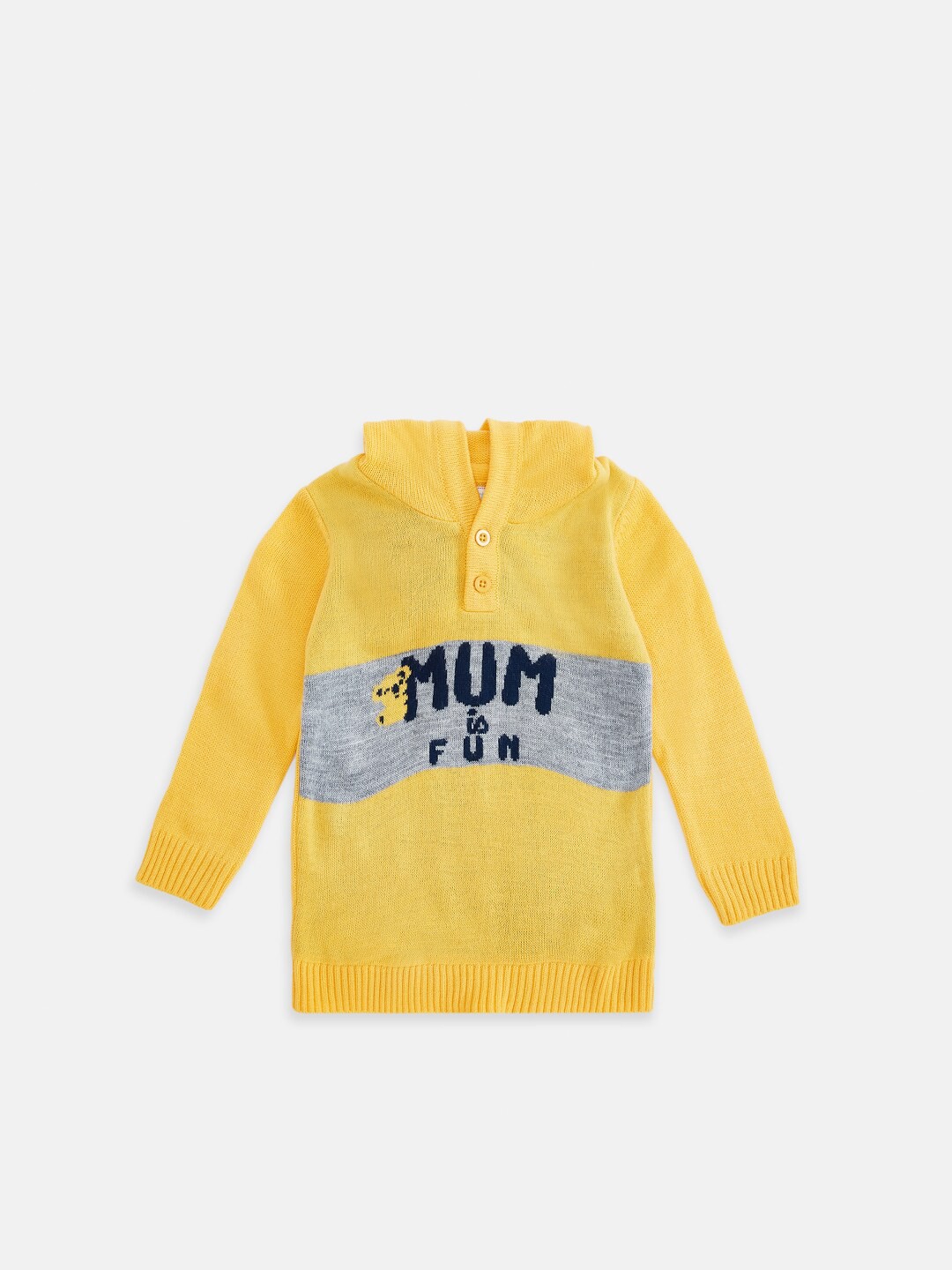 

Pantaloons Baby Boys Yellow & Grey Typography Printed Pullover