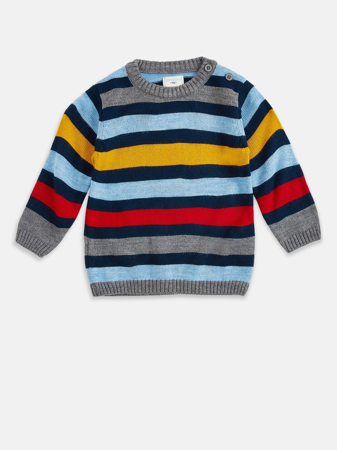 

Pantaloons Baby Boys Blue & Grey Striped Pullover