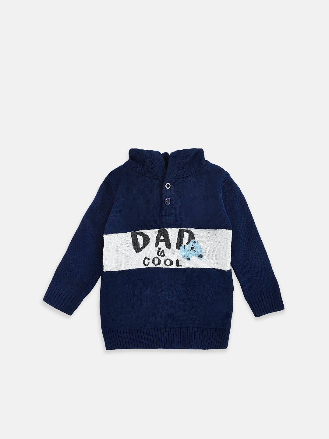 

Pantaloons Baby Boys Navy Blue & White Typography Printed Pullover