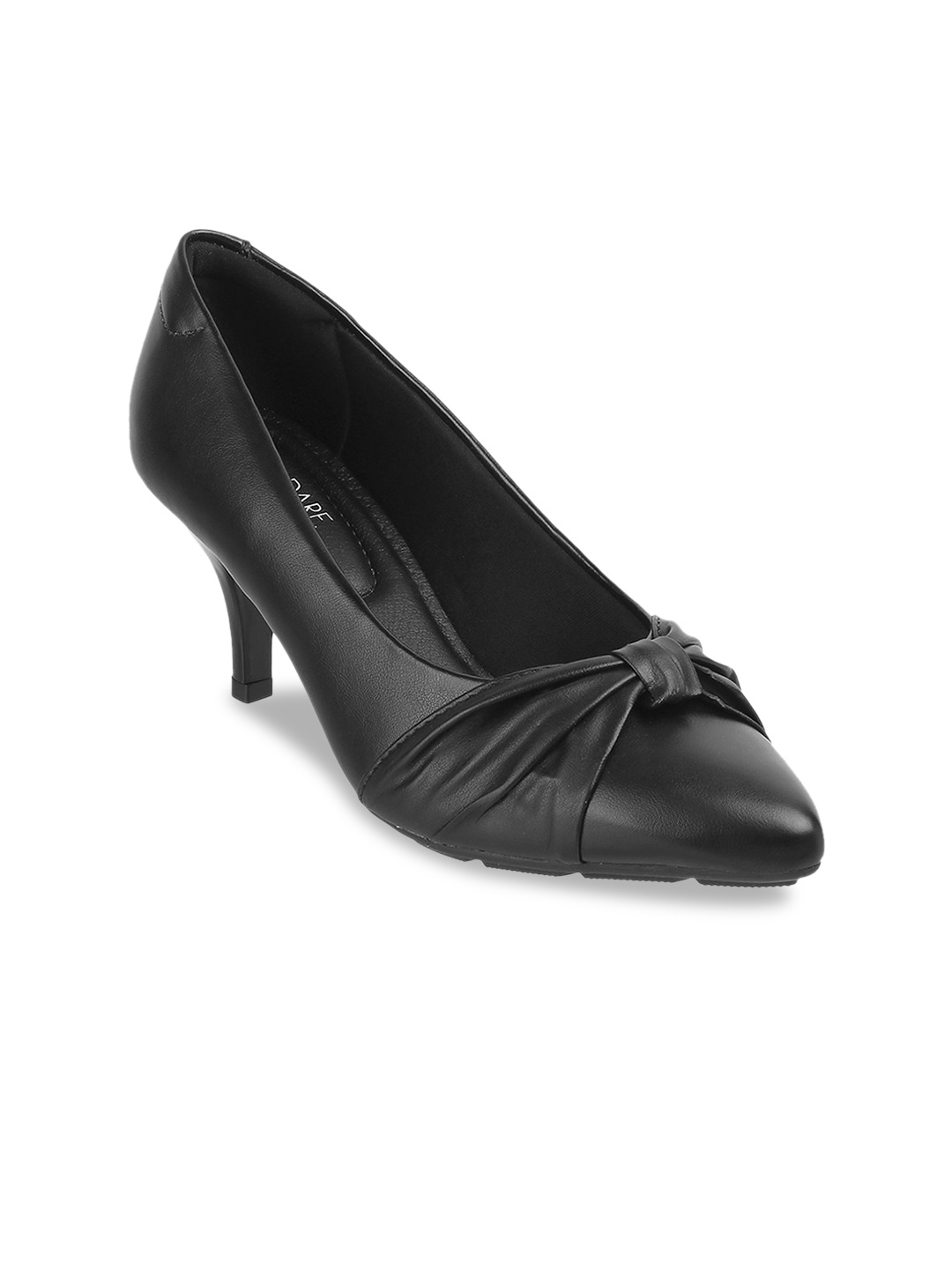 

MODARE Black Colourblocked PU Pumps with Bows