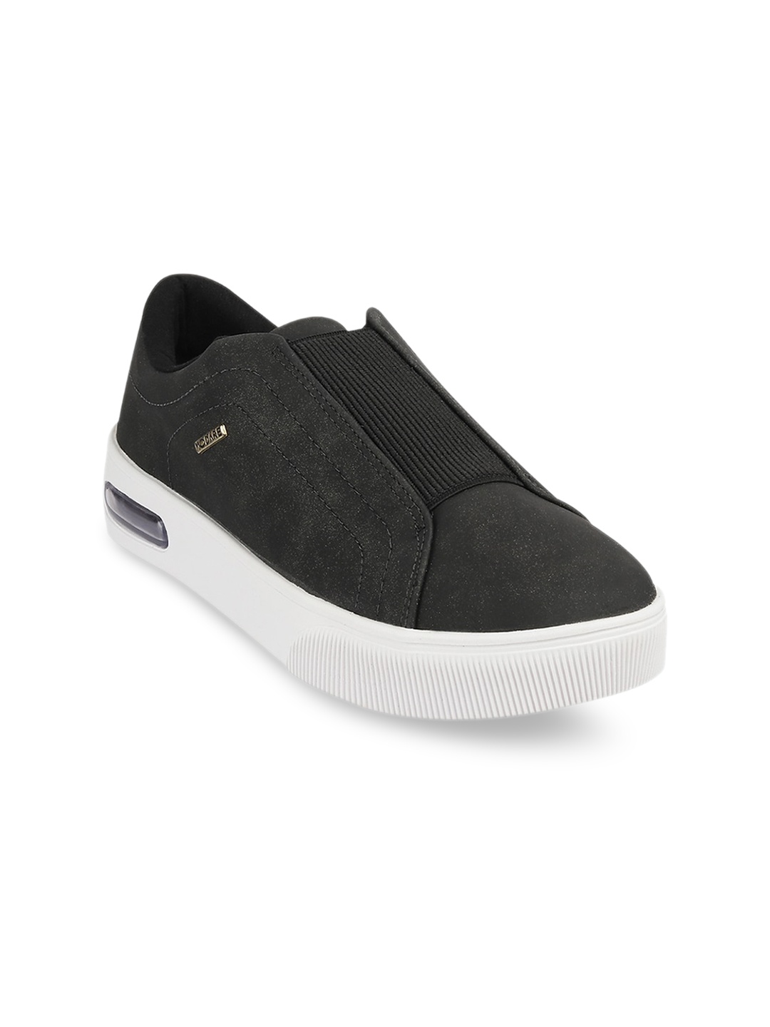 

MODARE Women Black PU Slip-On Sneakers