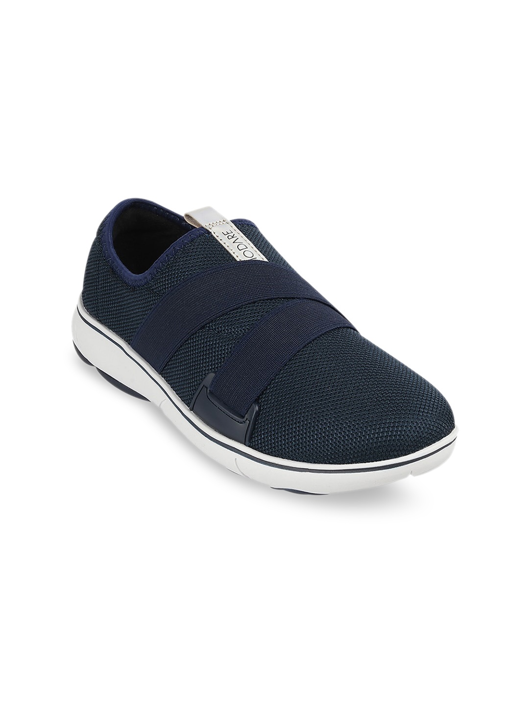 

MODARE Women Navy Blue Anti-Bacterial Solid PU Slip-On Sneakers