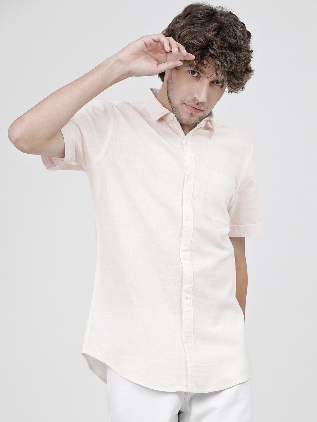 

HIGHLANDER Men Pink Slim Fit Opaque Casual Shirt