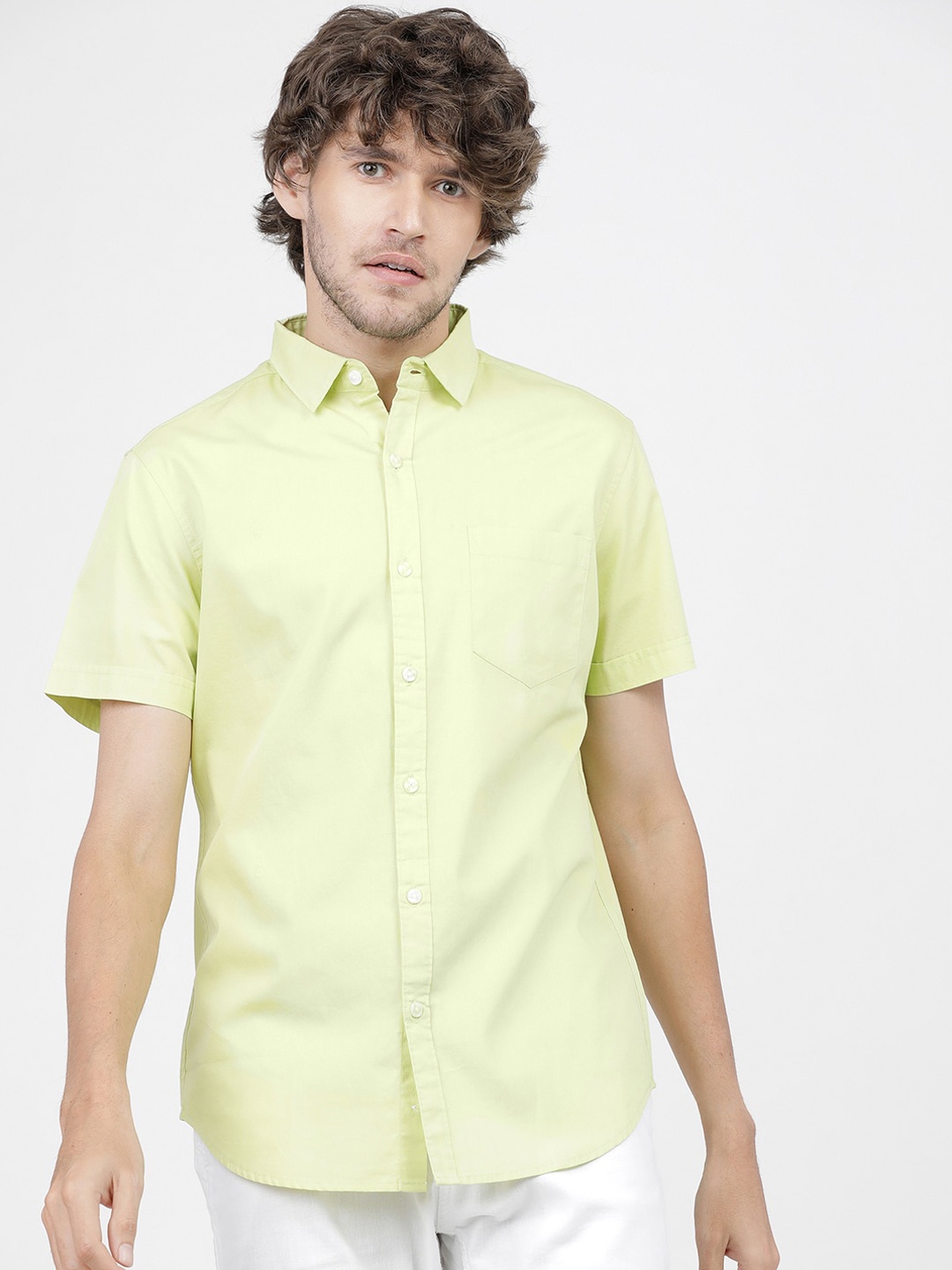 

HIGHLANDER Men Lime Green Slim Fit Opaque Casual Shirt