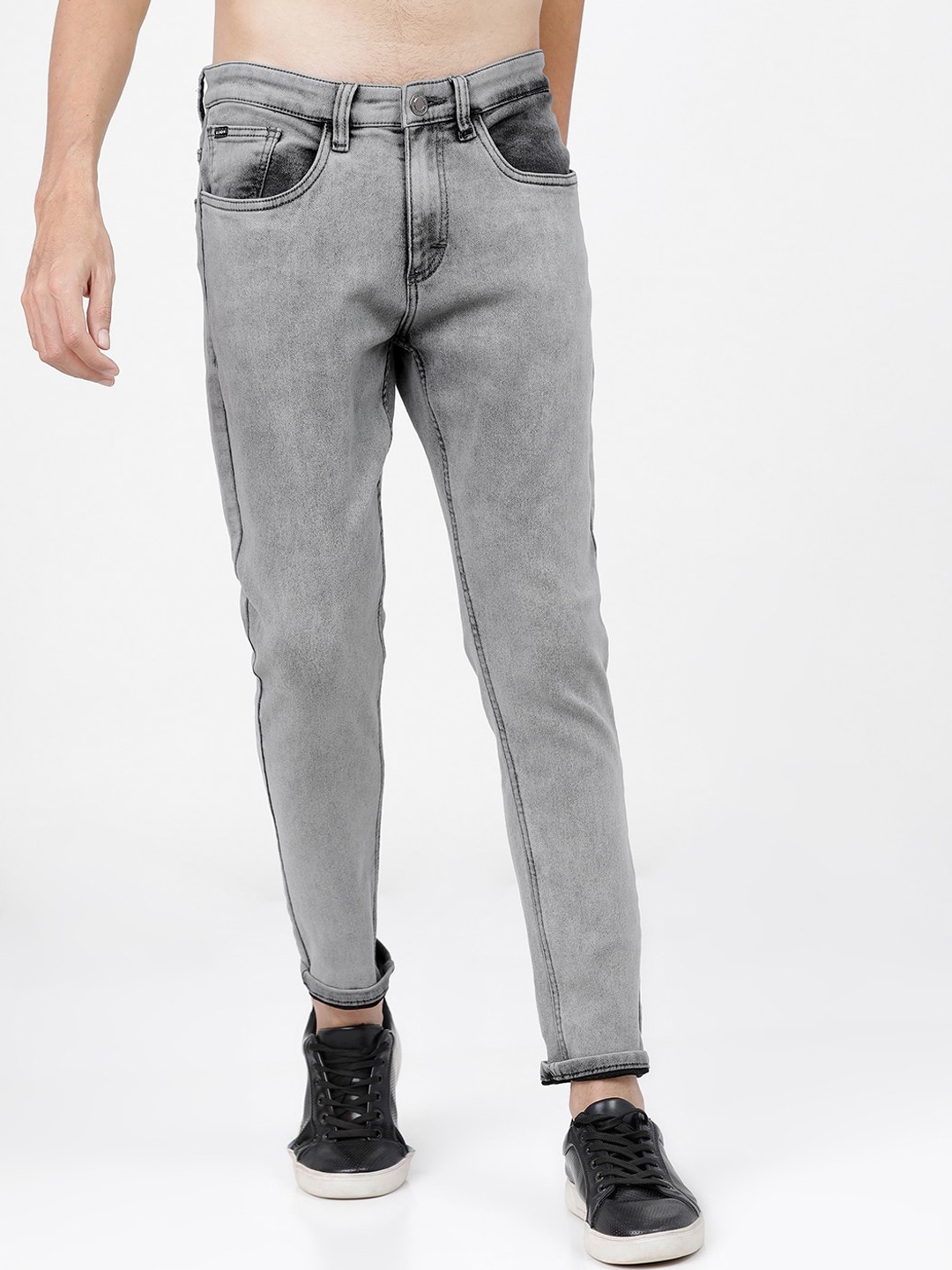 

HIGHLANDER Men Grey Tapered Fit Heavy Fade Jeans