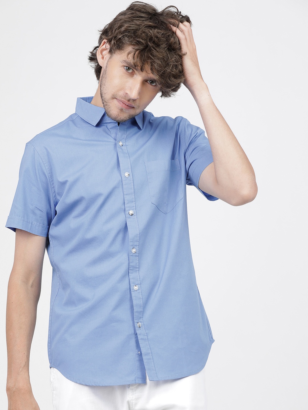 

HIGHLANDER Men Blue Slim Fit Opaque Casual Shirt