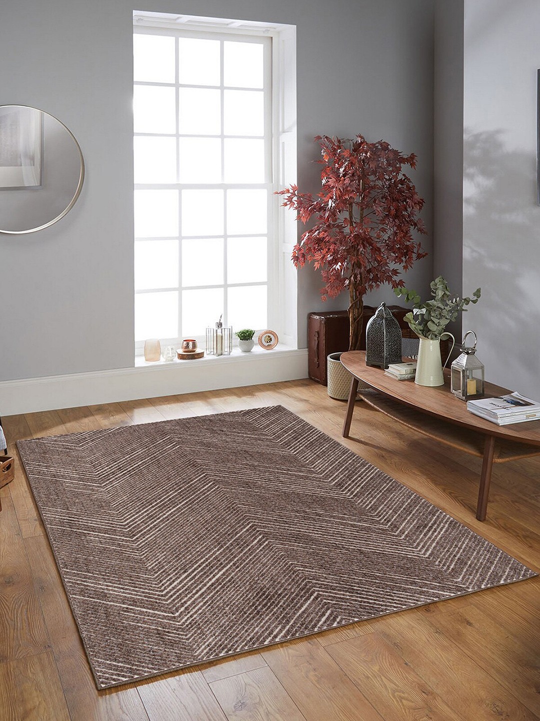

OBSESSIONS Brown & White Patterned Polypropylene Carpet