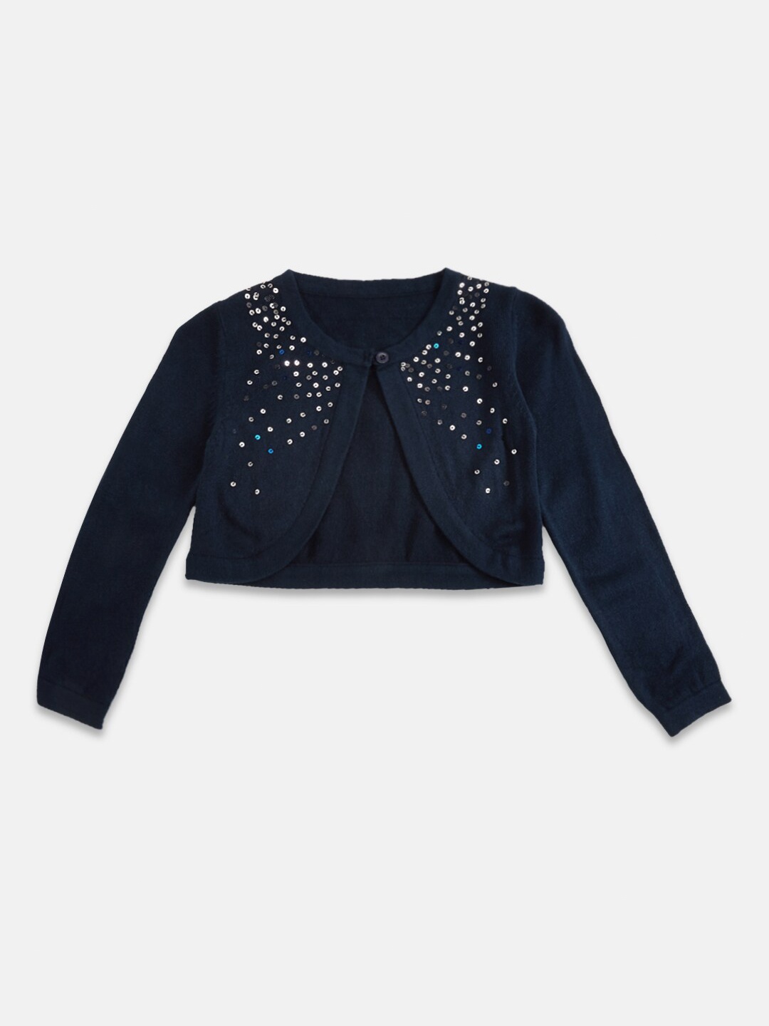 

Pantaloons Junior Girls Navy Blue Crop Front-Open