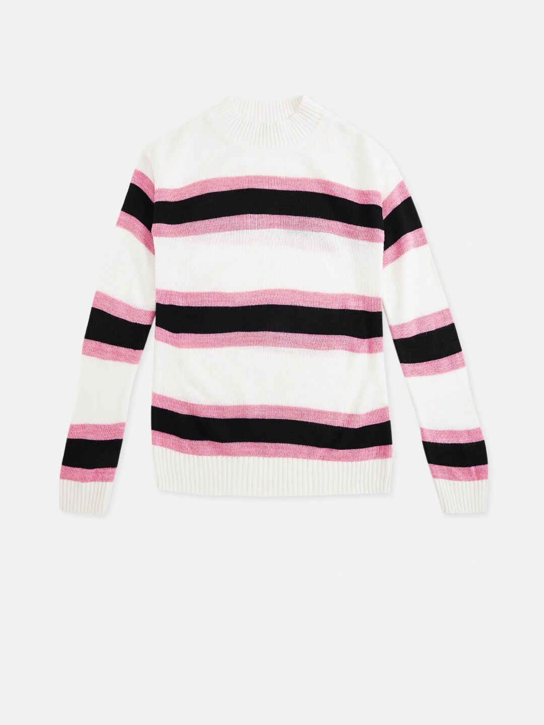 

Pantaloons Junior Girls Off White & Black Striped Sweater Vest