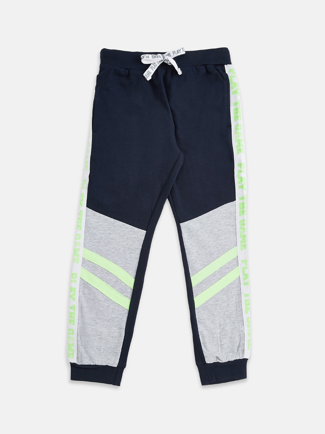 

Pantaloons Junior Boys Navy Blue & Grey Colourblocked Joggers