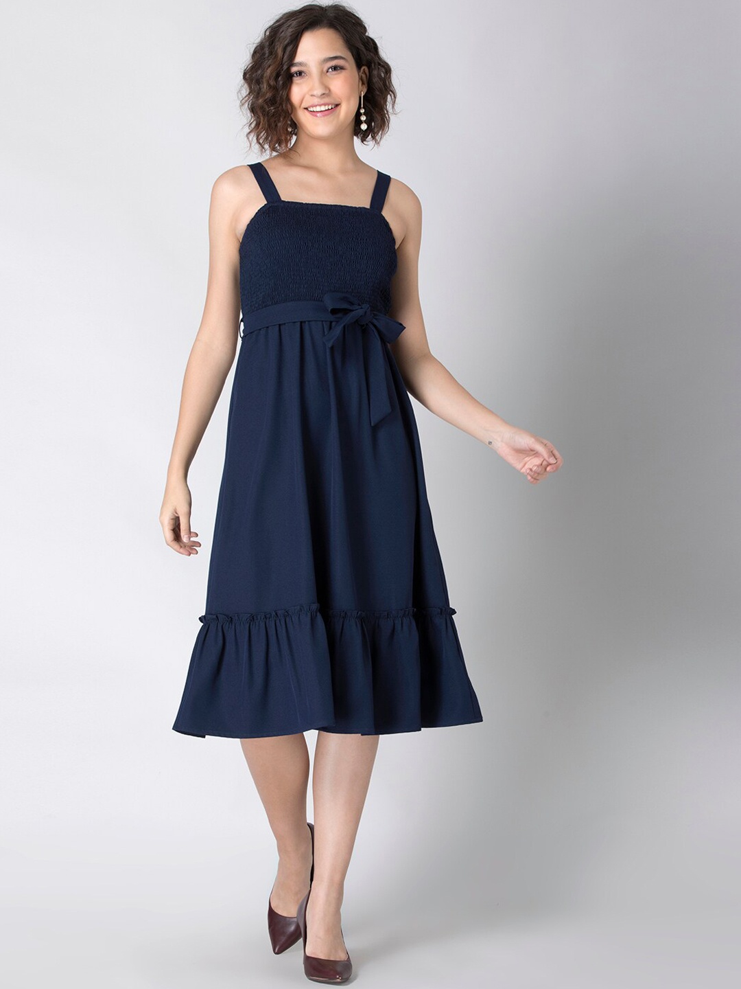 

FabAlley Blue Crepe Midi Dress