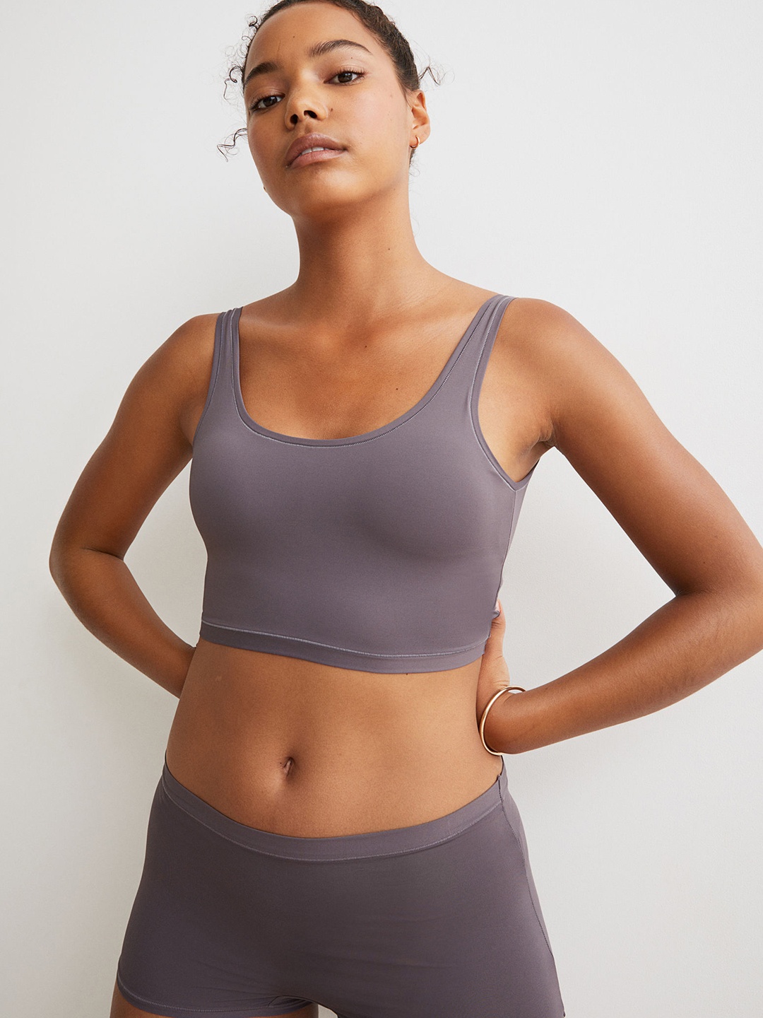 

H&M Women Grey Padded Microfibre Bralette