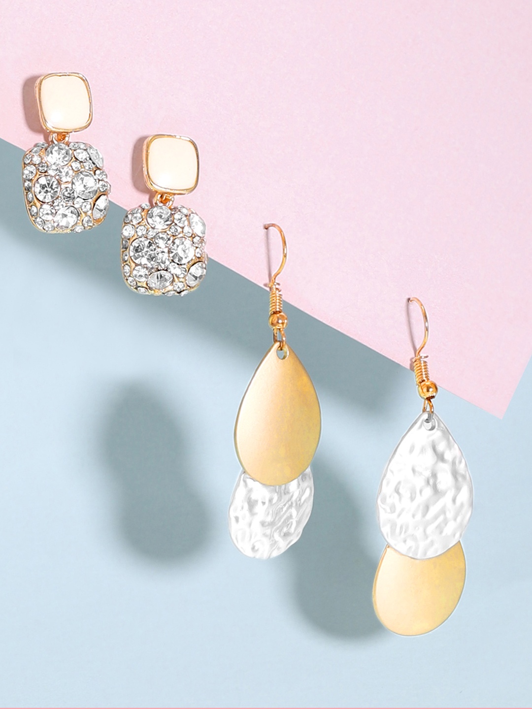 

TOKYO TALKIES X rubans FASHION ACCESSORIES Set of 2 Gold Plated Classic Studs Earrings
