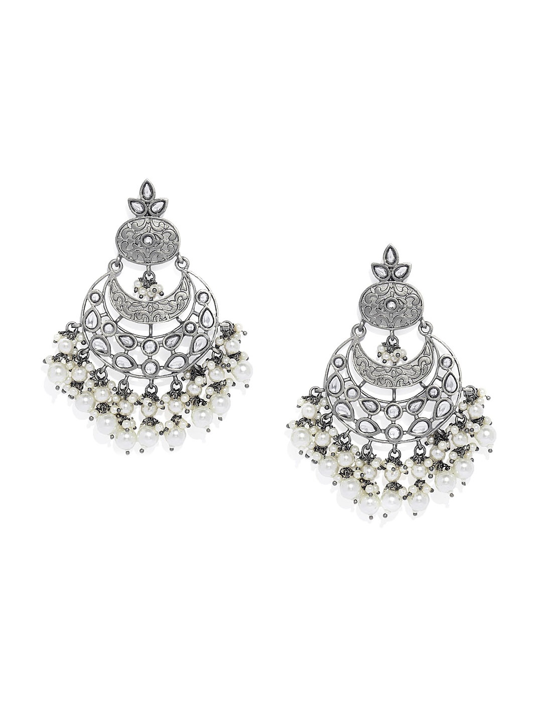 

AccessHer Silver Plated White Contemporary Chandbalis Earrings