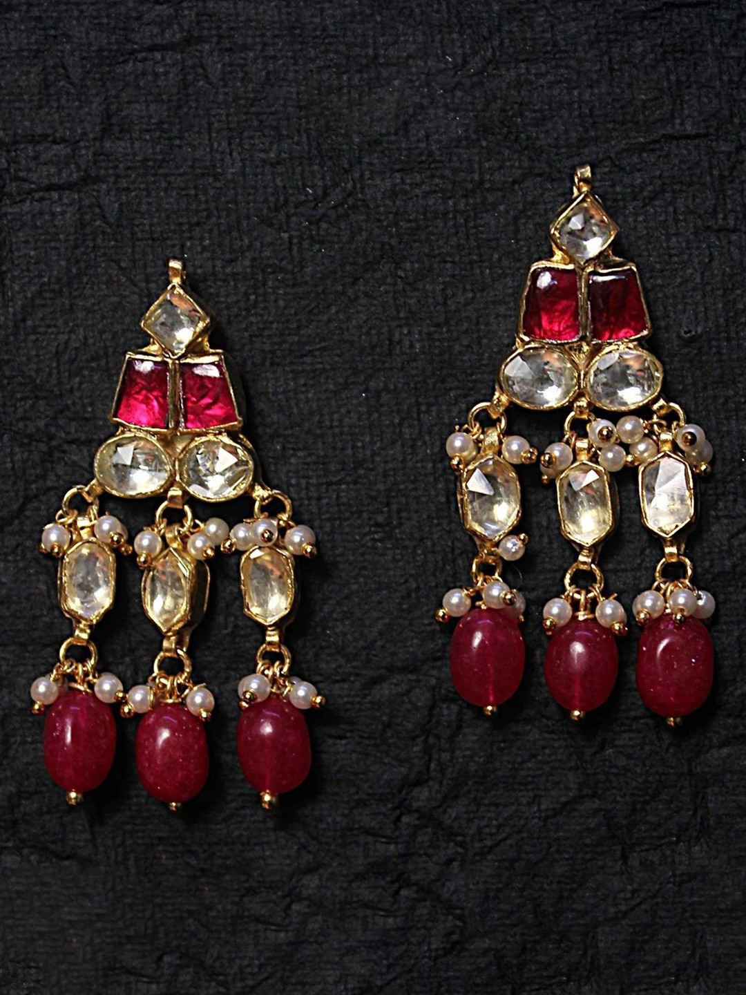 

AccessHer Gold Plated Pink Geometric Drop Earrings