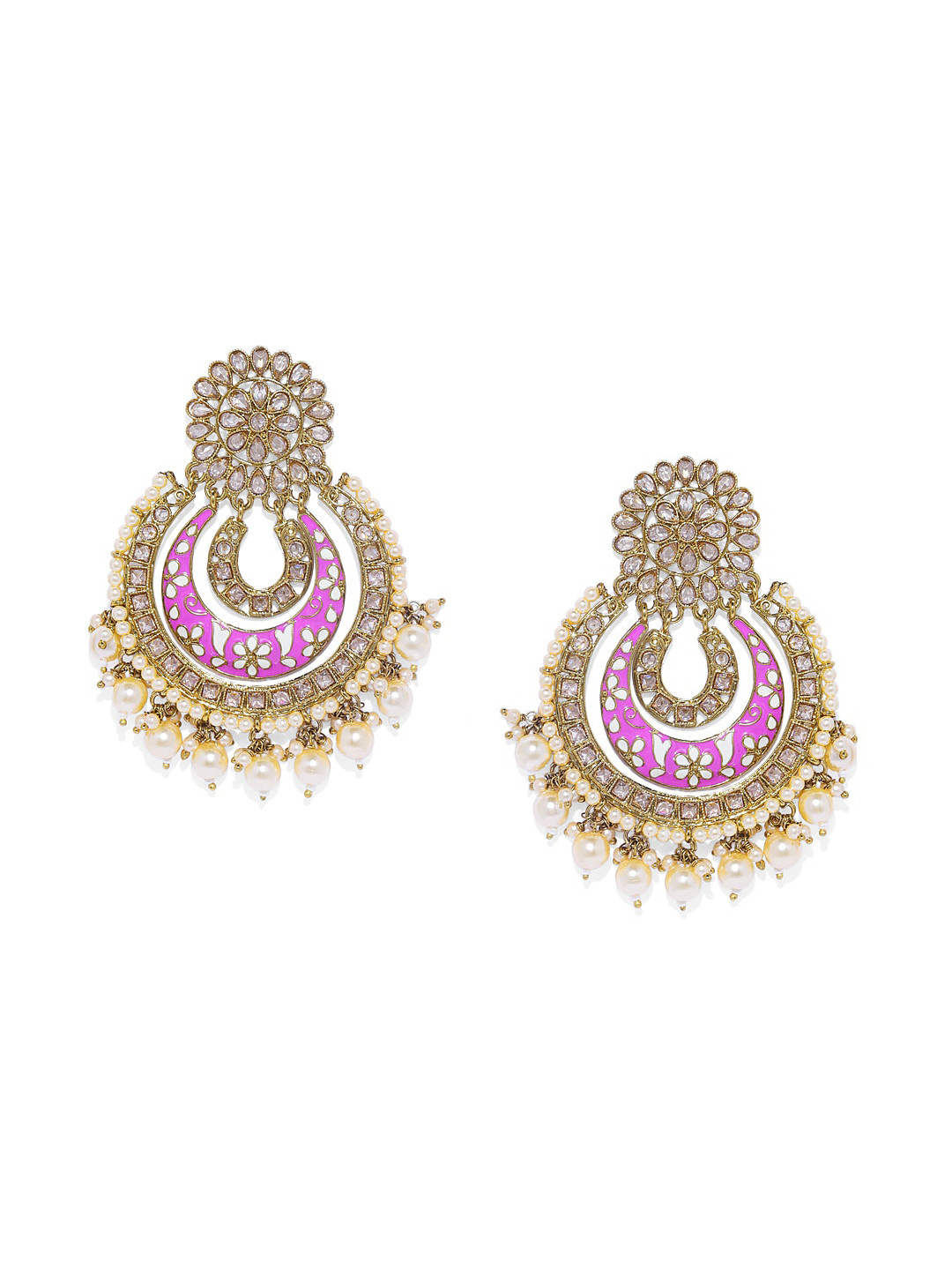 

AccessHer Brass-Plated Gold-Toned Contemporary Chandbalis Earrings