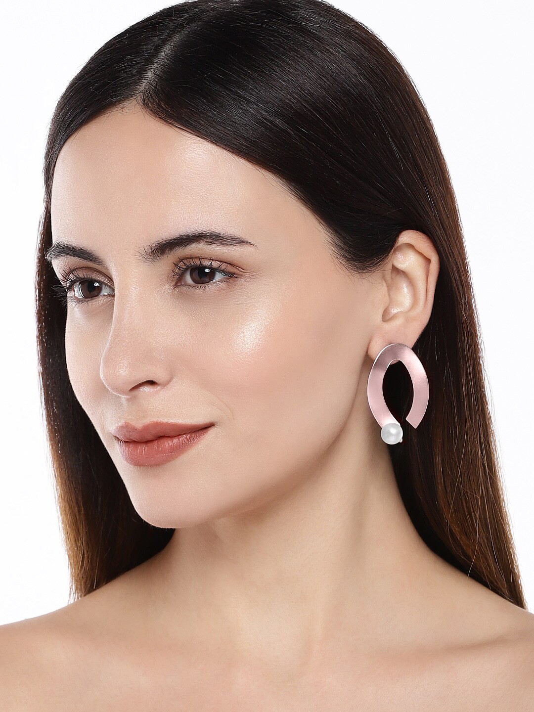 

AccessHer Rose Gold Plated White Geometric Drop Earrings