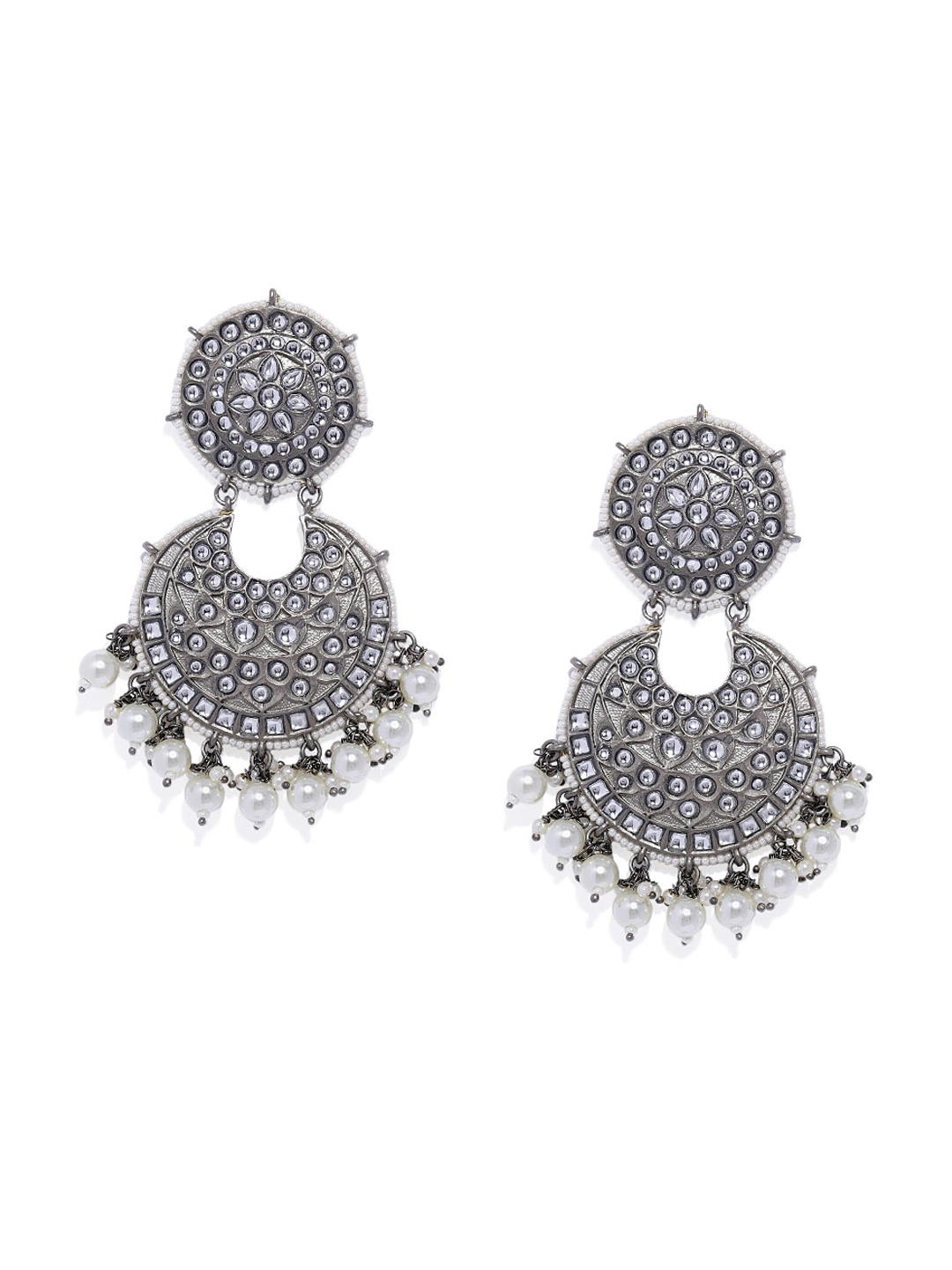 

AccessHer Silver-Plated Silver-Toned Contemporary Chandbalis Earrings