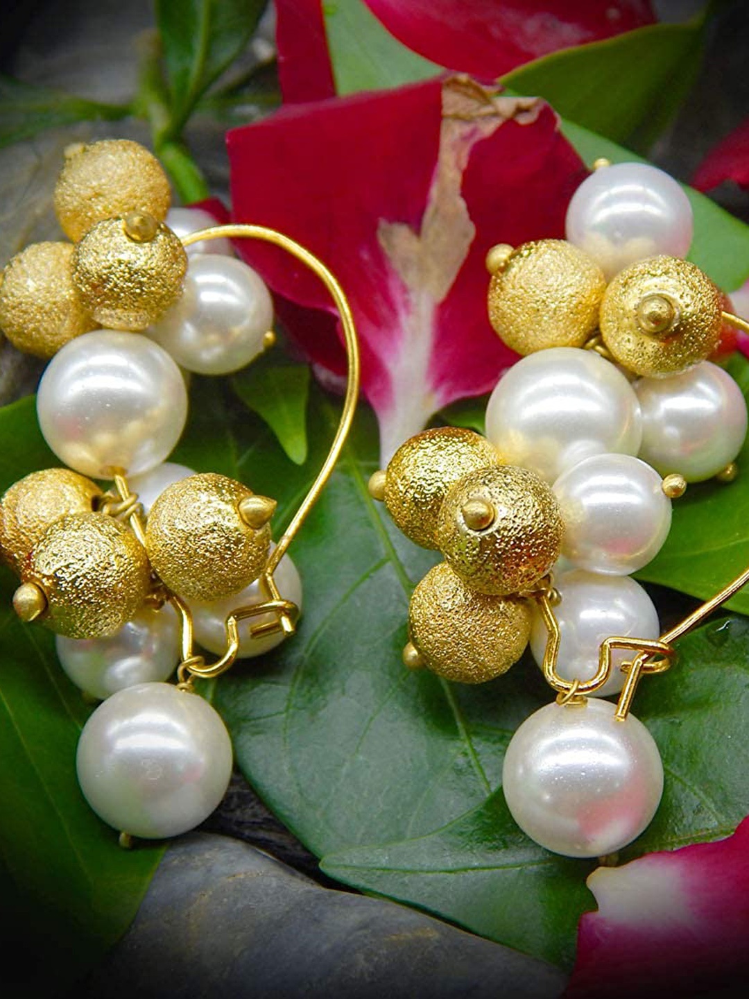 

AccessHer Gold Plated White Contemporary Drop Earrings