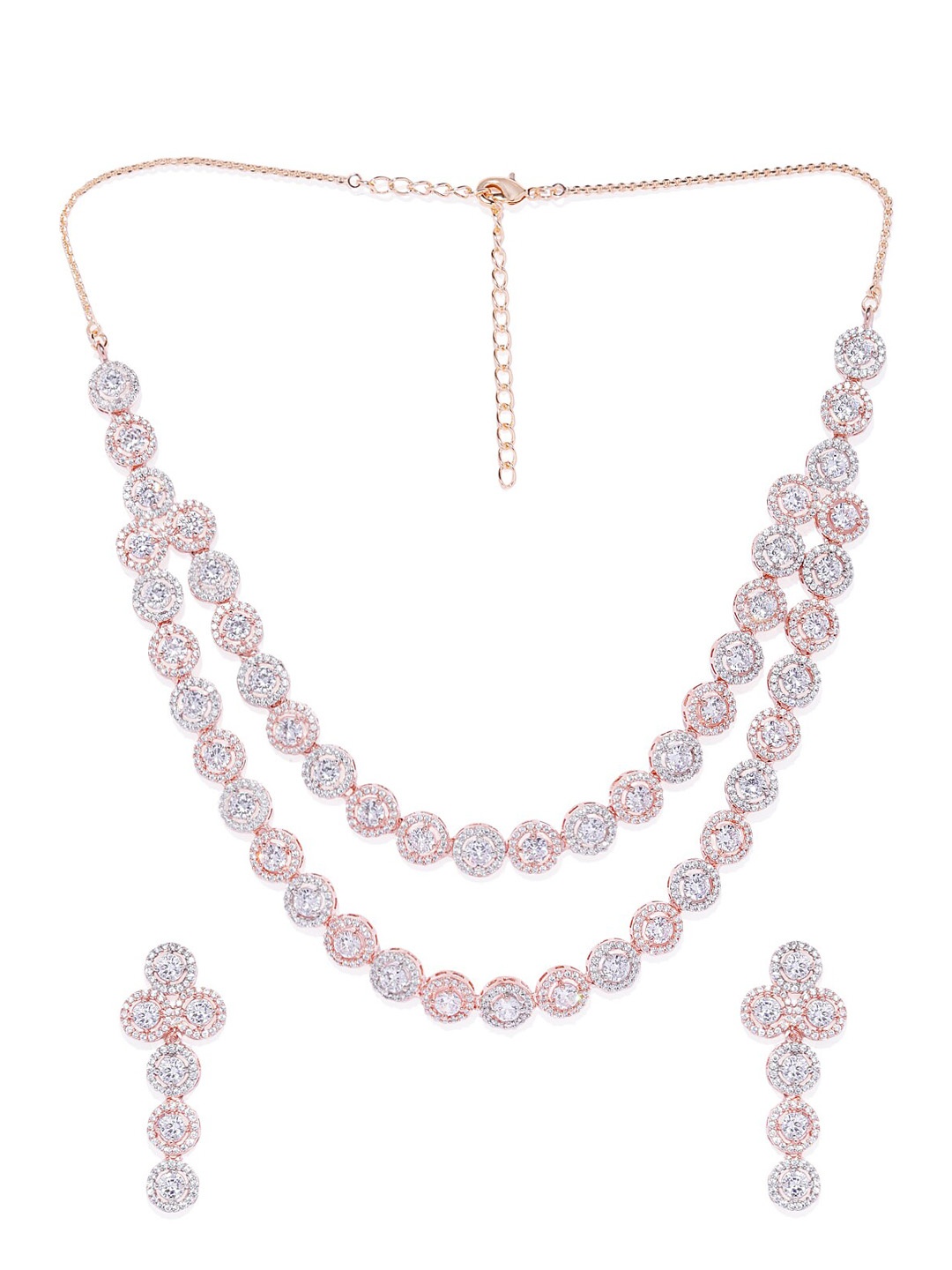 

AccessHer Rose-Gold Plated & White American Diamond Studded Jewellery Set