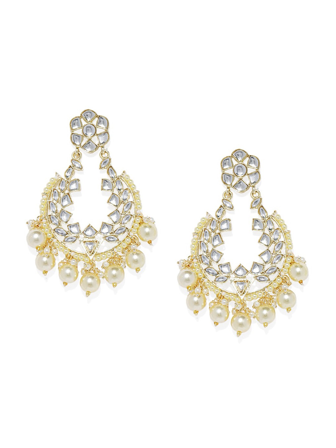 

AccessHer Gold Plated Gold-Toned Contemporary Chandbalis Earrings