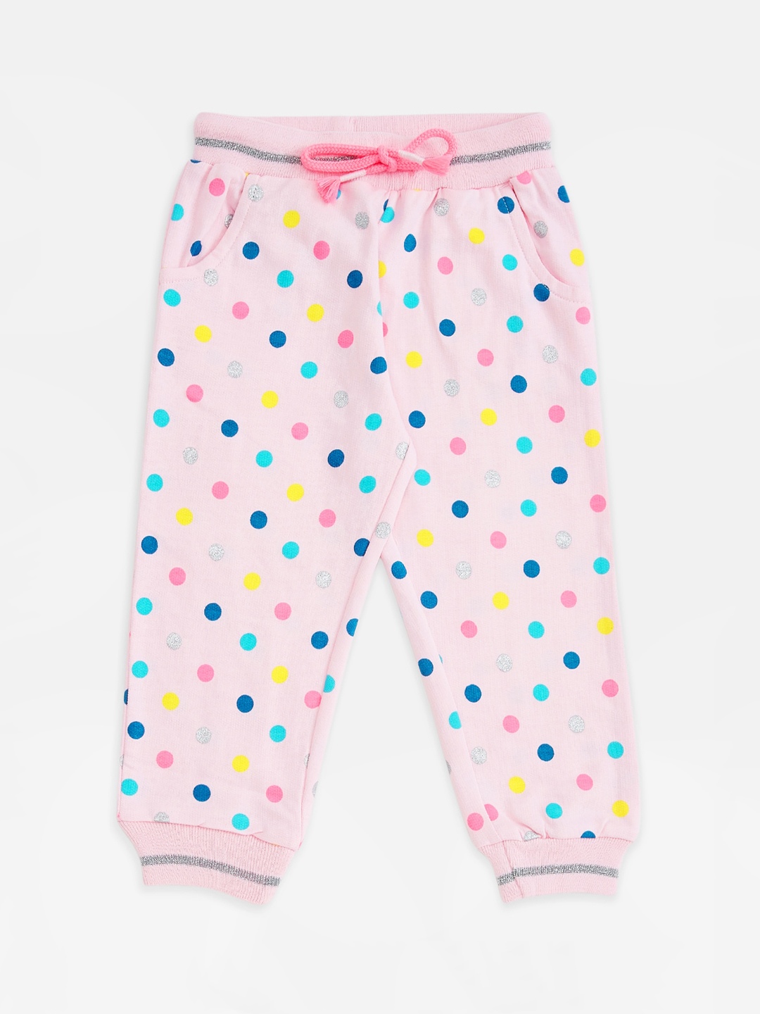 

Pantaloons Baby Infant Girls Pink & Blue Printed Pure Cotton Joggers