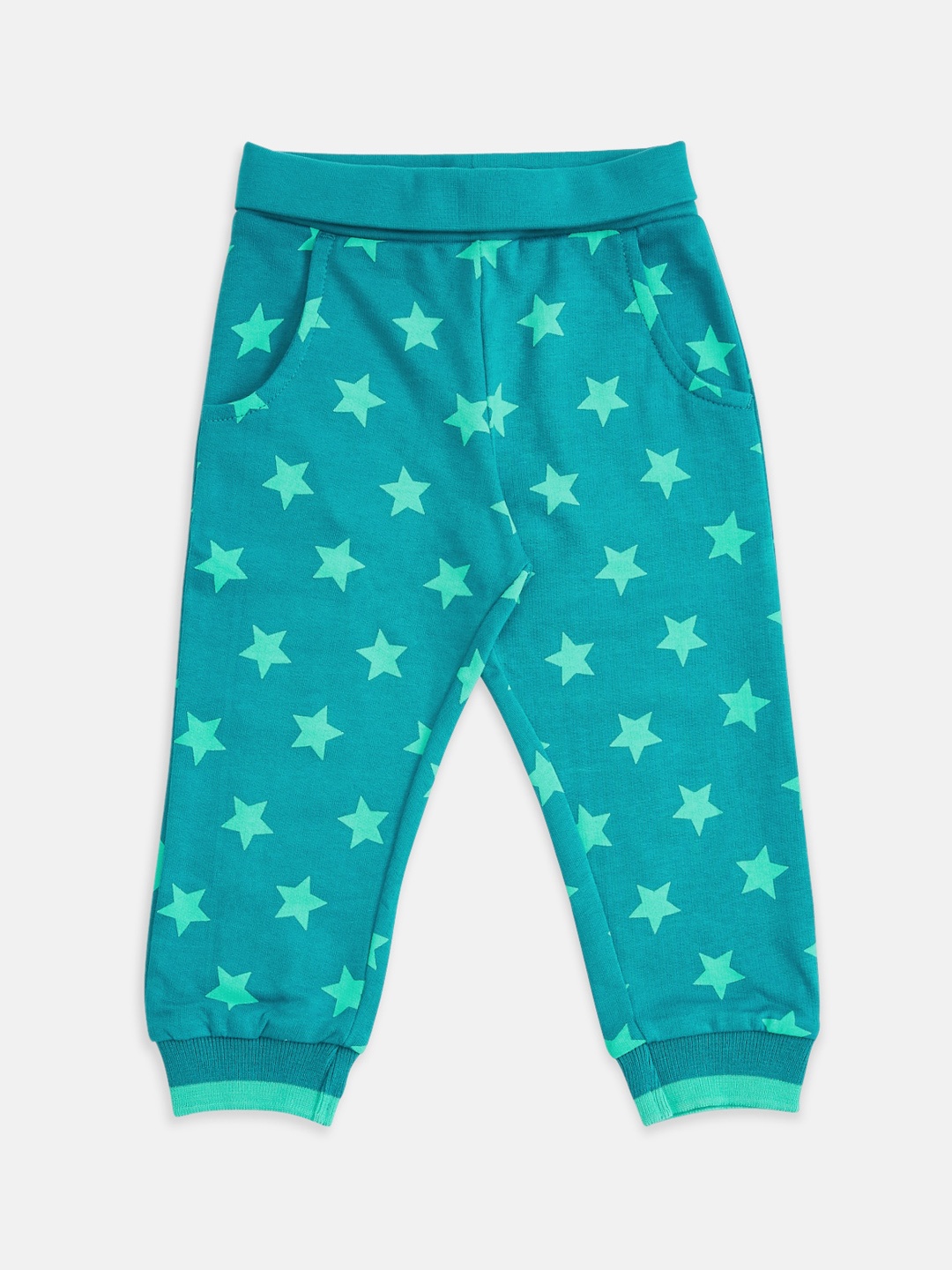 

Pantaloons Baby Kids Teal Geometric Printed Pure Cotton Joggers