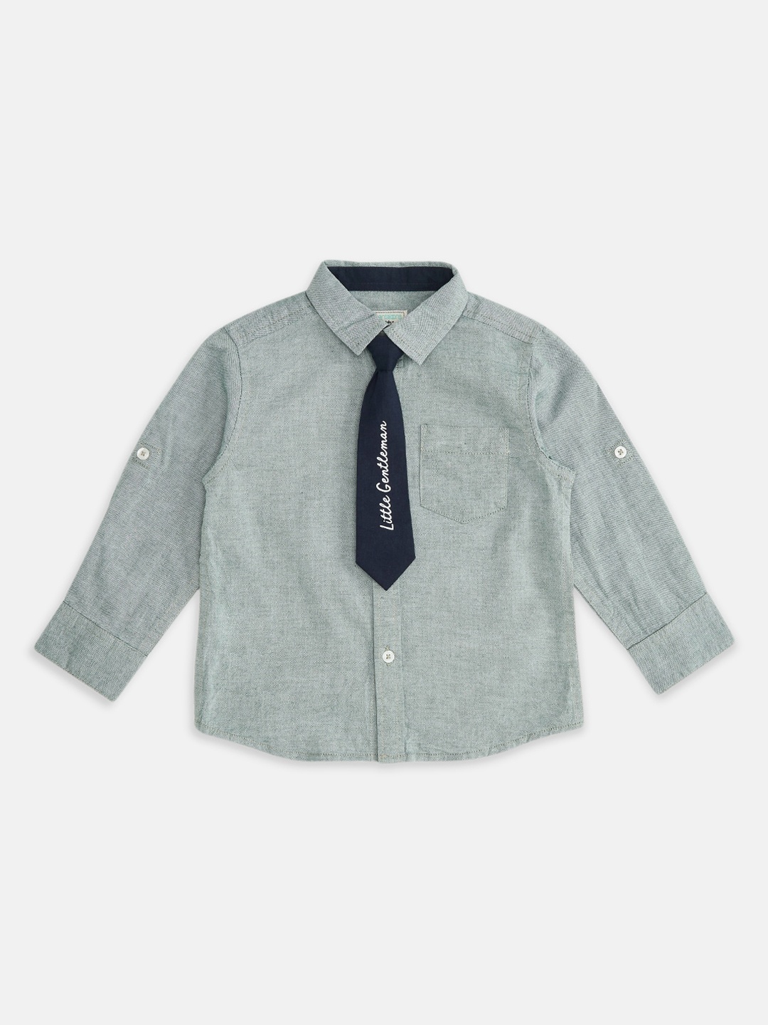 

Pantaloons Baby Boys Olive Green Opaque Casual Shirt