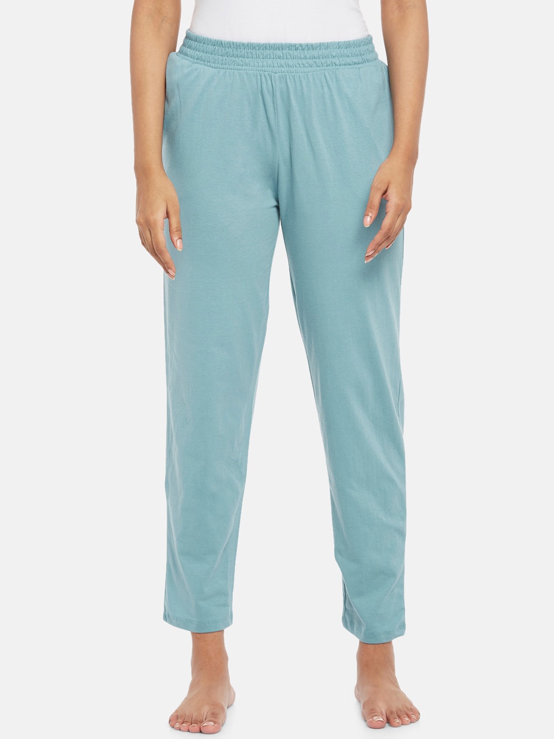 

People Women Sea Green Solid Pyjama