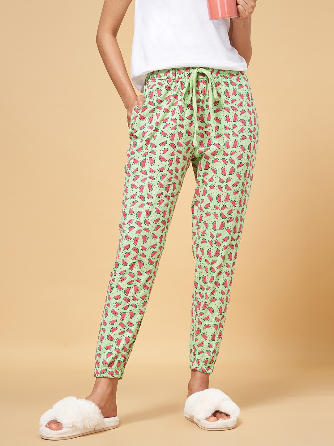 

People Women Green Printed Pyjama