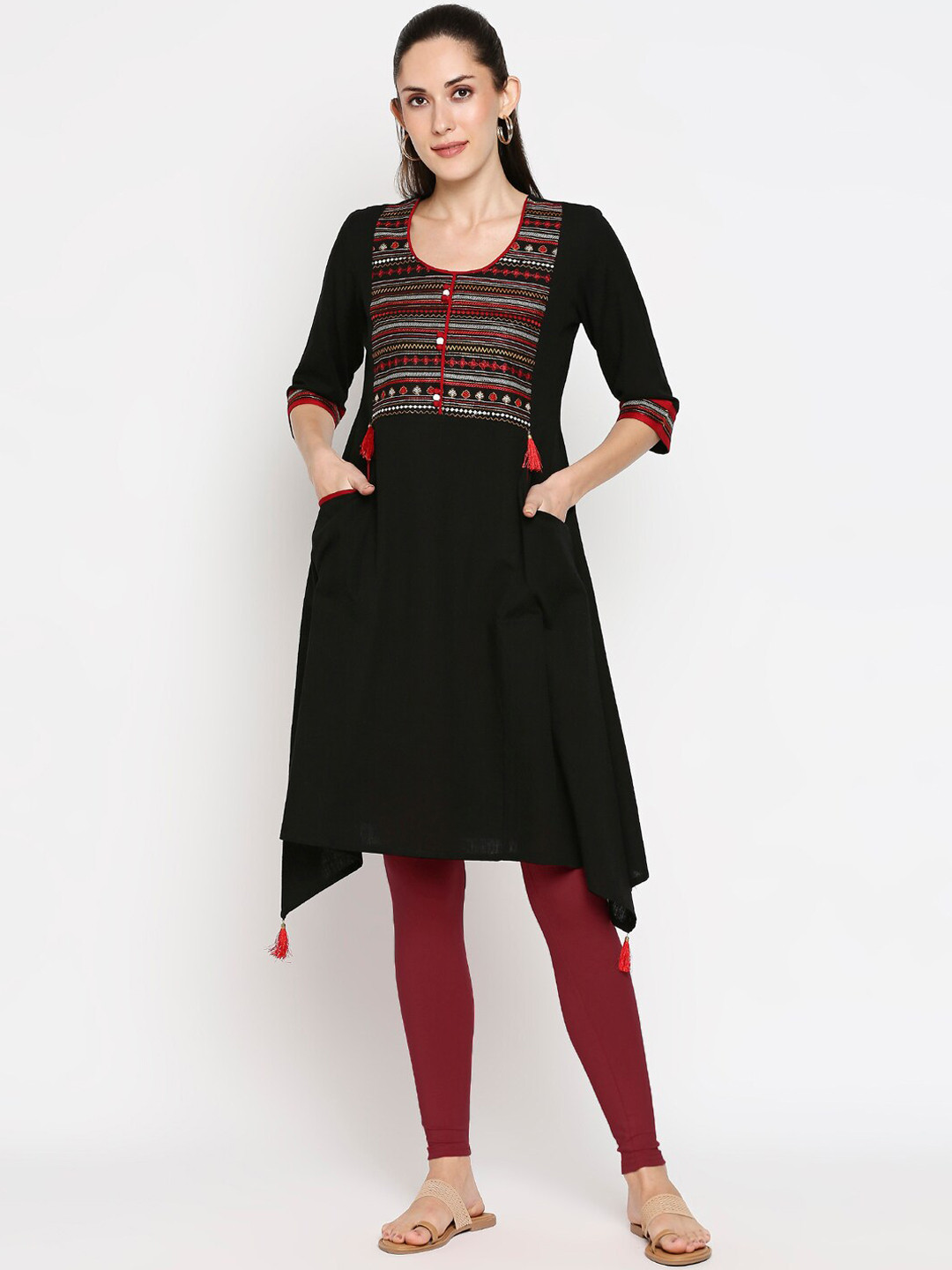 

ZRI Women Black Ethnic Motifs Thread Work Kurta