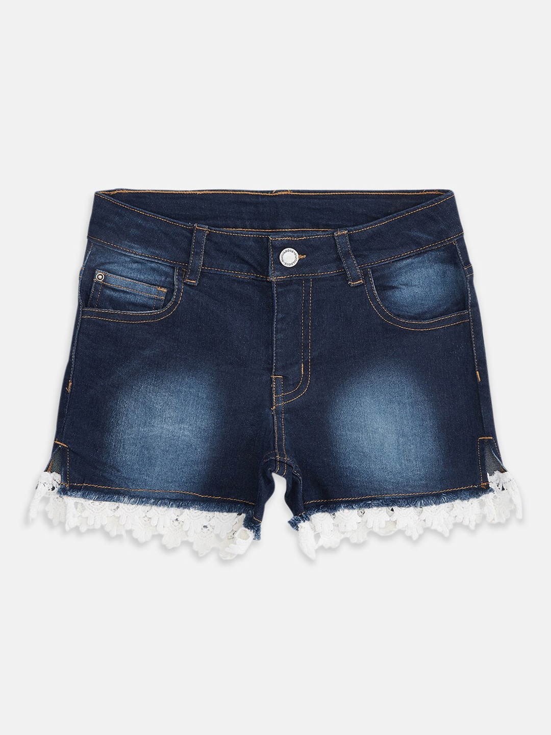 

Pantaloons Junior Girls Blue Washed Cotton Denim Shorts