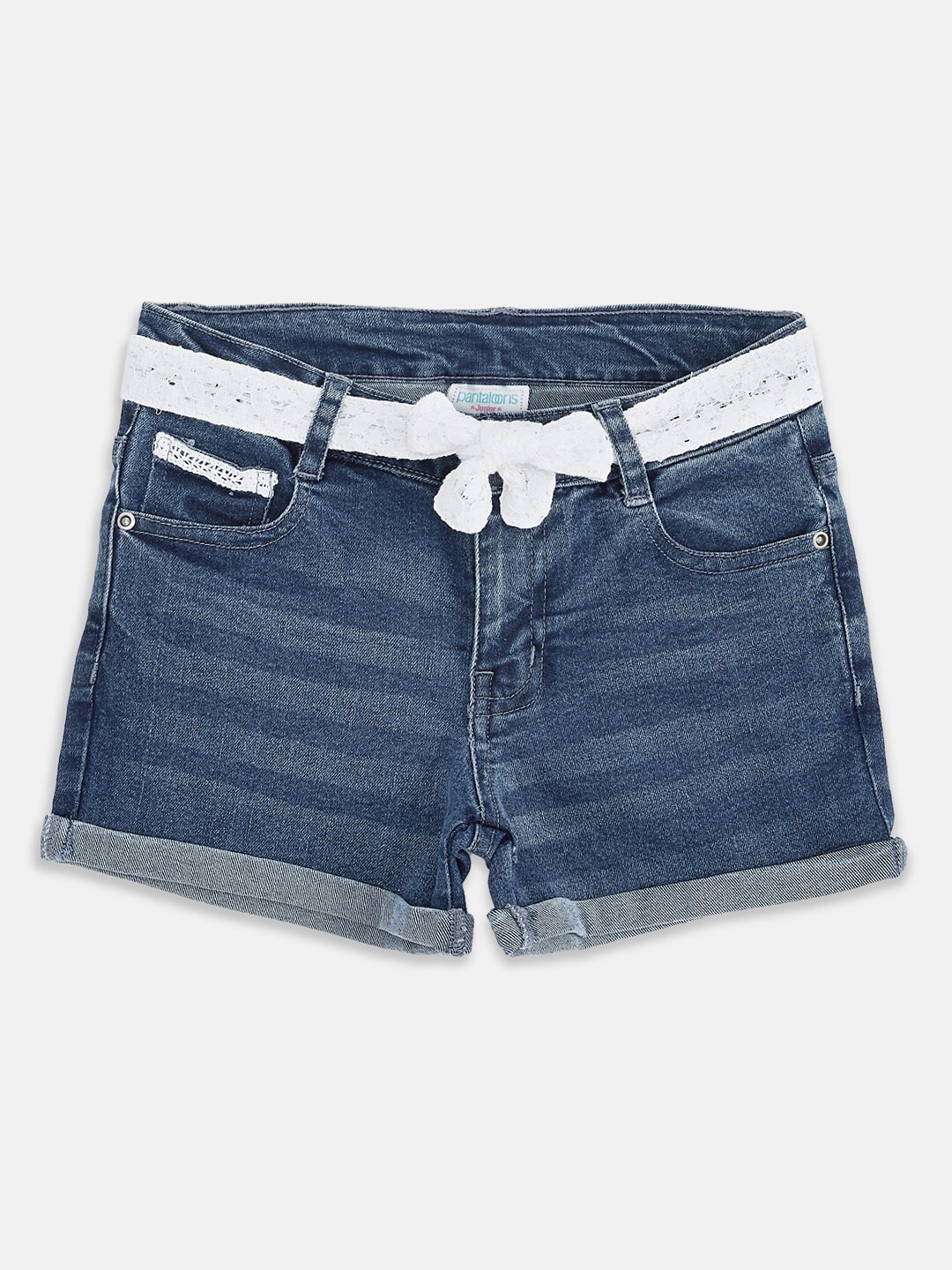 

Pantaloons Junior Girls Blue Washed Denim Shorts