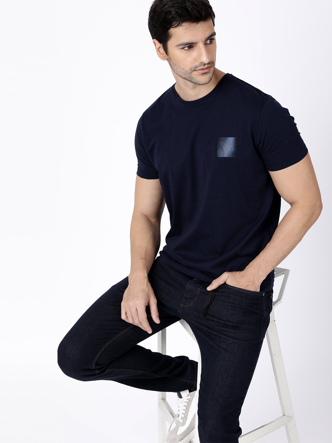 

RARE RABBIT Men Pico Slim Fit T-Shirt, Navy blue