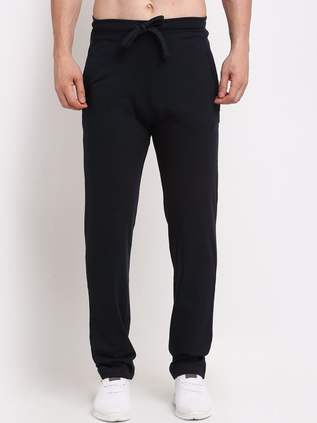 

Cantabil Men Navy Blue & White Solid Cotton Track Pants