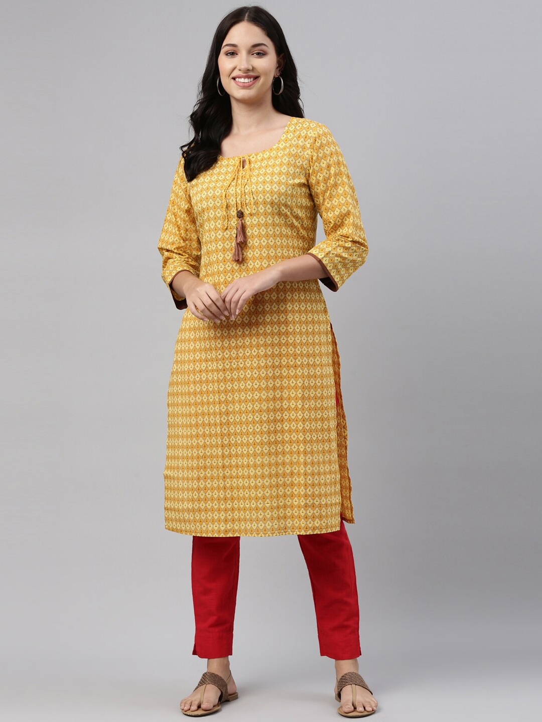 

Neerus Women Mustard Yellow Ethnic Motifs Printed Kurta