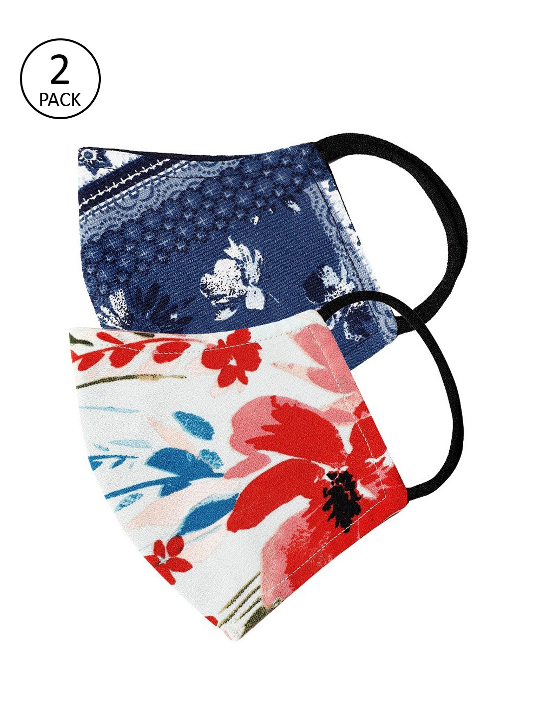 

Oxolloxo Pack of 2 Floral Printed 3-layer Cloth Mask, White