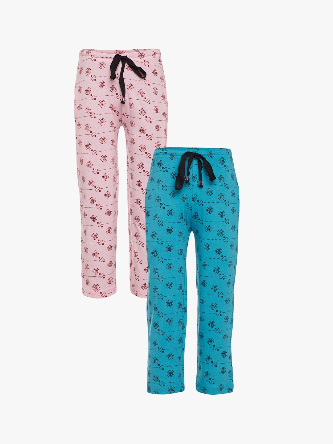 

VIMAL JONNEY Kids Set of 2 Conversational Printed Track Pants, Pink
